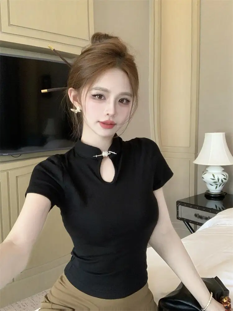 Elegant Retro Chinese Style Button up Shirt Women's Summer Slimming Short Sleeve T-Shirt Stylish Waist-cinching Slim Fit
Elegant Retro Chinese Style Button up Shirt Women's Summer Slimming Short Sleeve T-Shirt Stylish Waist-cinching Slim Fit