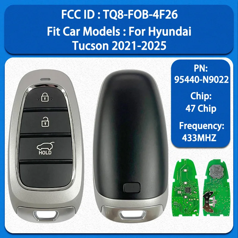 CN020269 Aftermarket 3Buttons Smart Remote Key 95440-N9022 FCC FOB-4F25 47 Chip 434MHz Keyless Go For Hyundai Santa Fe 2021-2023
CN020269 Aftermarket 3Buttons Smart Remote Key 95440-N9022 FCC FOB-4F25 47 Chip 434MHz Keyless Go For Hyundai Santa Fe 2021-2023