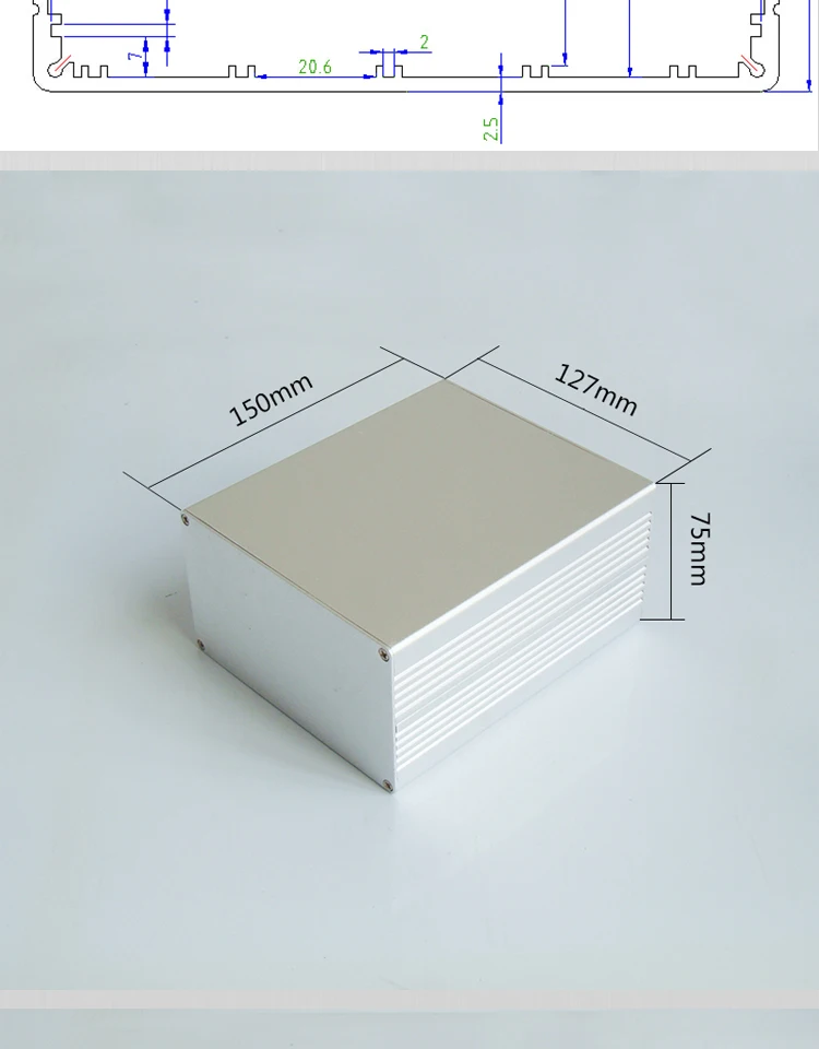 127 * 75 shielded heat conduction aluminum alloy shell power supply aluminum profile shell chassis wiring board 8142
127 * 75 shielded heat conduction aluminum alloy shell power supply aluminum profile shell chassis wiring board 8142