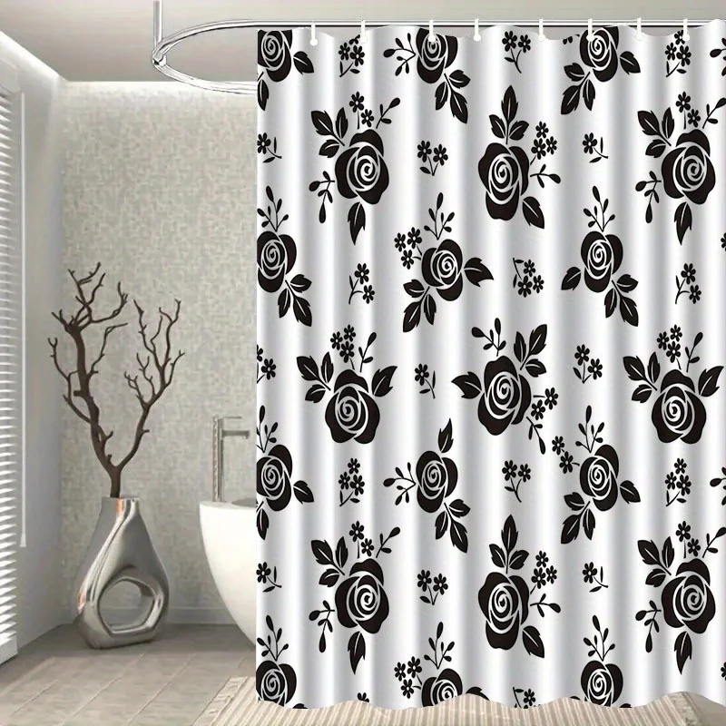 1 шт. Черно-белая занавеска для душа с рисунком розы, полиэфирная ткань, можно стирать в машине, с крючками, подходит для декора ванной комнаты.
1 шт. Черно-белая занавеска для душа с рисунком розы, полиэфирная ткань, можно стирать в машине, с крючками, подходит для декора ванной комнаты.