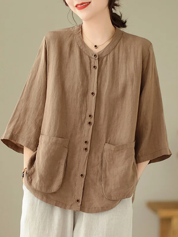 Retro High-End Linen irt Women Summer New Loose Cotton Linen Svel Top Faionable Mom's Clothing Seven-Quarter Sve
Retro High-End Linen irt Women Summer New Loose Cotton Linen Svel Top Faionable Mom's Clothing Seven-Quarter Sve