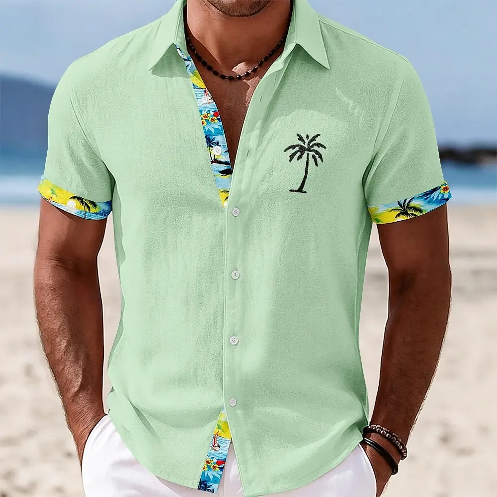 Men's Mint Green Tropical Palm Tree Print Button Down Shirt, Casual Tops for Spring Summer Beachwear & Vacation Occasions
Men's Mint Green Tropical Palm Tree Print Button Down Shirt, Casual Tops for Spring Summer Beachwear & Vacation Occasions