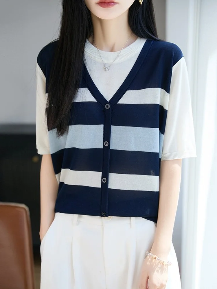Women's Summer Loose Slimming Breathable Ice Linen Knitted Short Sleeve T-Shirt Casual Style V-Neck Casual Fashion Top
Women's Summer Loose Slimming Breathable Ice Linen Knitted Short Sleeve T-Shirt Casual Style V-Neck Casual Fashion Top
