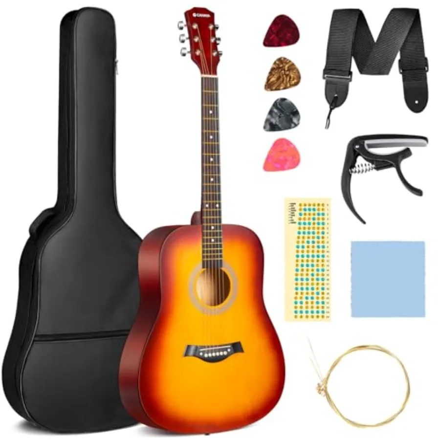 41-inch Full Size Wood Acoustic Guitar Kit for Beginners Adults with Brass Strings Capo Pick Cloth Guitar Bag in Natural Color
41-inch Full Size Wood Acoustic Guitar Kit for Beginners Adults with Brass Strings Capo Pick Cloth Guitar Bag in Natural Color