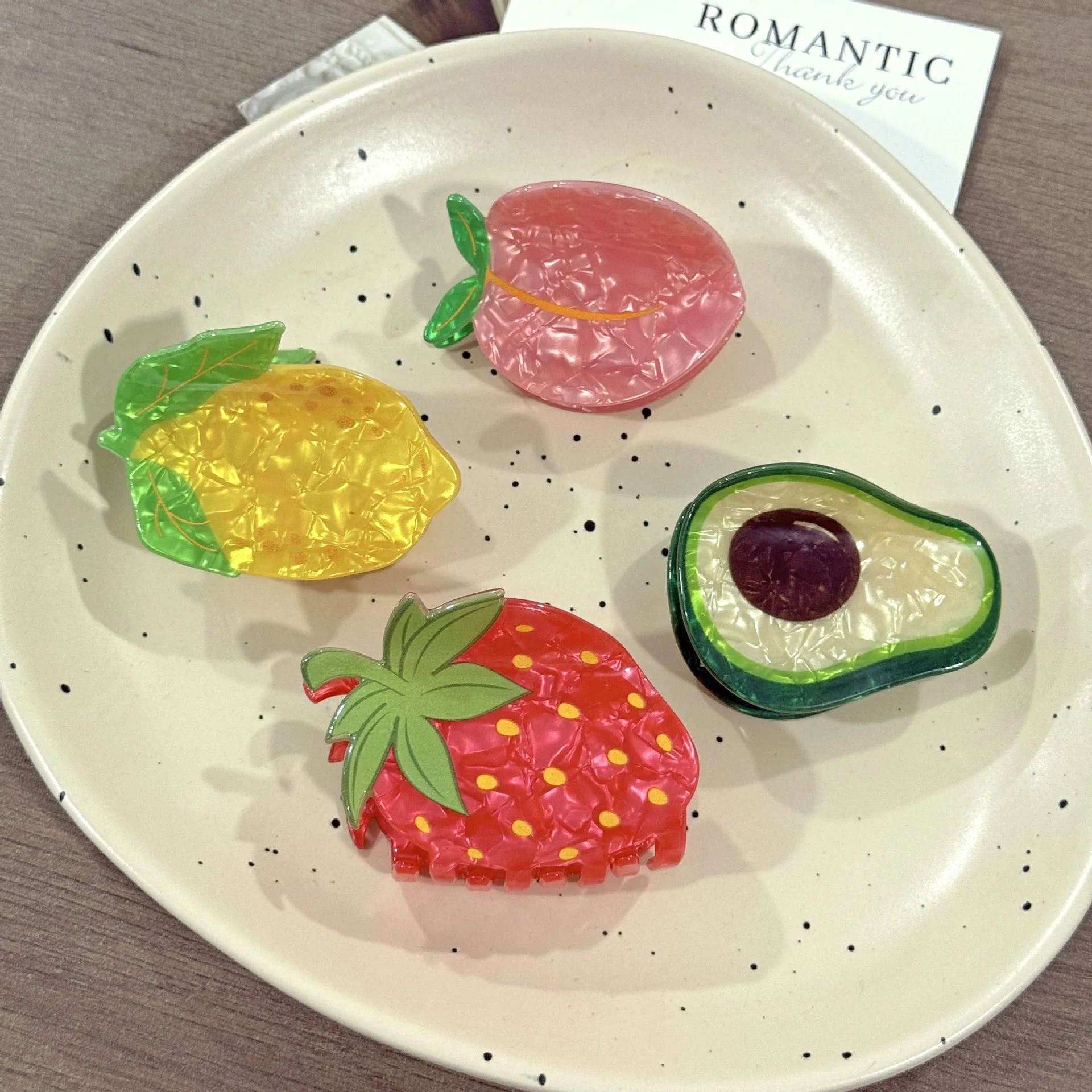 NEW Fresh Fruit Series Hair Claw Avocado Strawberry Lemon Peach Acrylic Hair Claw Clips Hair Accessories for Women Girls
NEW Fresh Fruit Series Hair Claw Avocado Strawberry Lemon Peach Acrylic Hair Claw Clips Hair Accessories for Women Girls