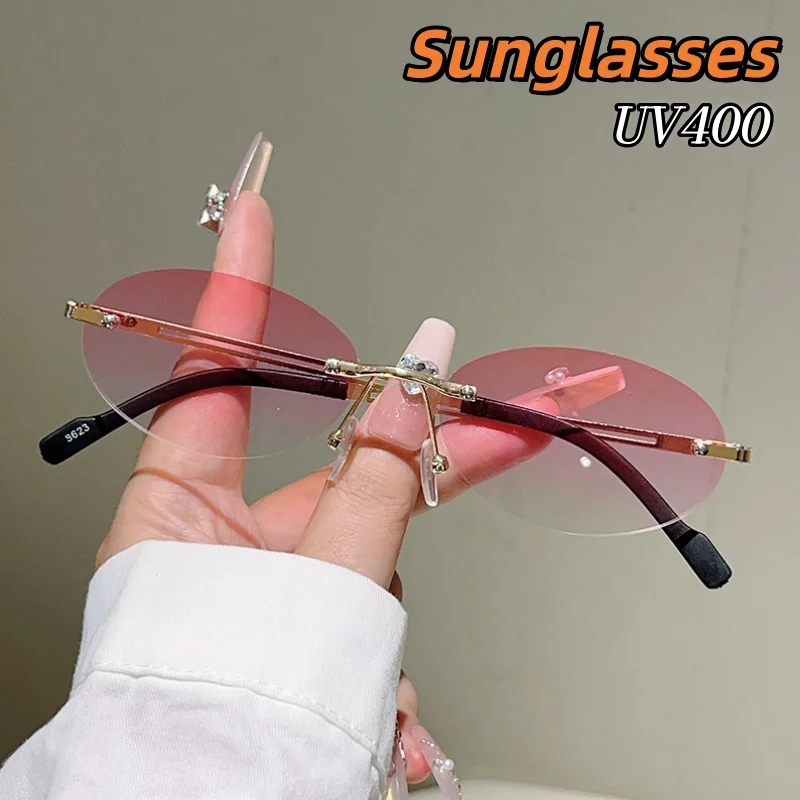 Metal Small Oval Frameless Sunglasses Cool and Stylish Personalized Beach Vacation Sun Protection UV Resistant Glasses
Metal Small Oval Frameless Sunglasses Cool and Stylish Personalized Beach Vacation Sun Protection UV Resistant Glasses
