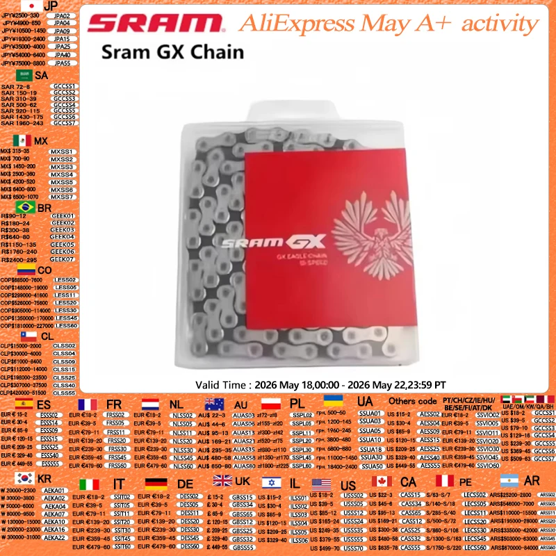 Sram GX NX SX Eagle 12 Speed Chain MTB Solid Pin Riveting 116L 126L Mountain Bike Bicycle Chain Eagle Magic 1 Pcs Chain Part
Sram GX NX SX Eagle 12 Speed Chain MTB Solid Pin Riveting 116L 126L Mountain Bike Bicycle Chain Eagle Magic 1 Pcs Chain Part