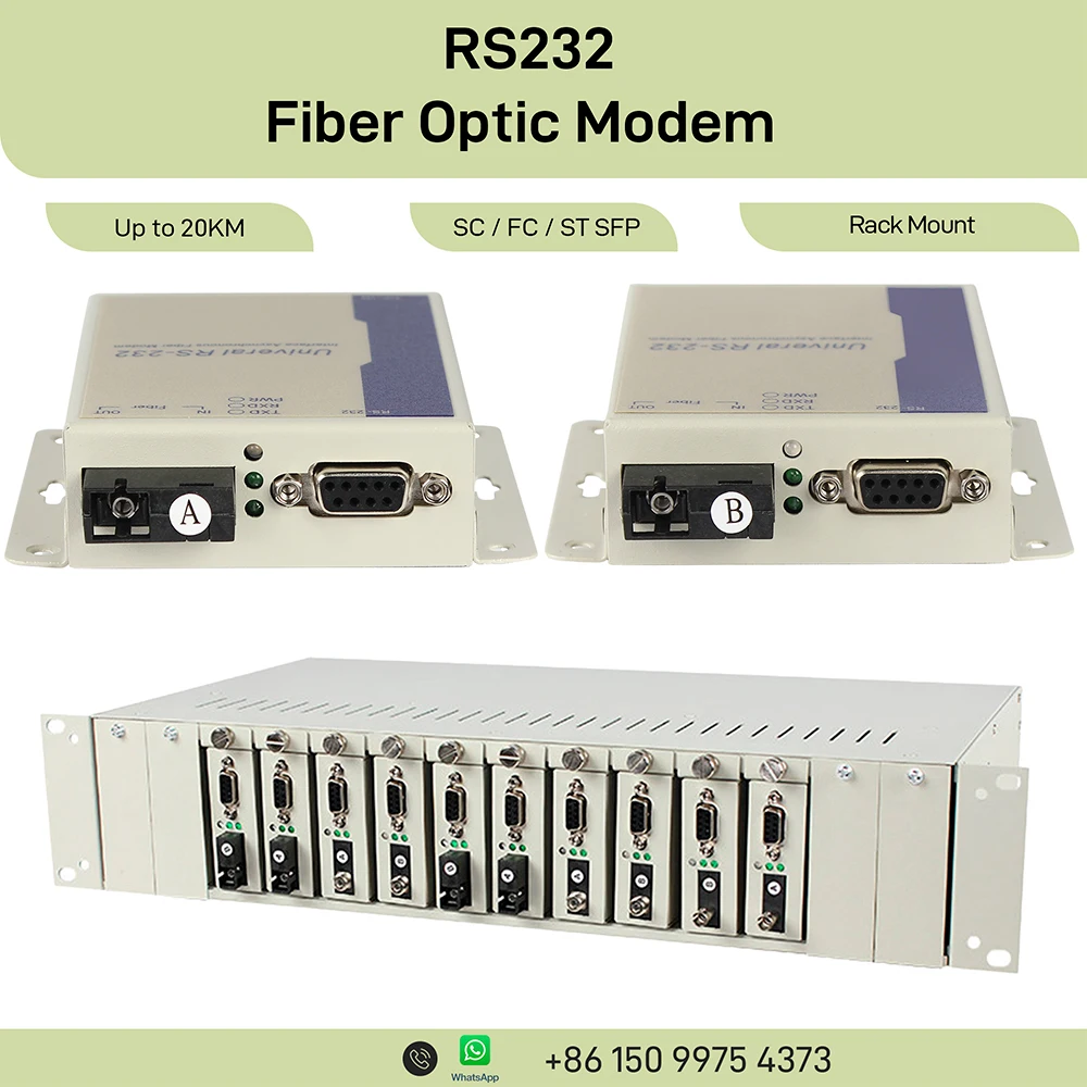 Industrial RS232 Fiber Optic Modem DB9 Male Female Serial to Fiber Converter SC FC ST Single Mode Up to 20KM Serial Over Fiber E
Industrial RS232 Fiber Optic Modem DB9 Male Female Serial to Fiber Converter SC FC ST Single Mode Up to 20KM Serial Over Fiber E