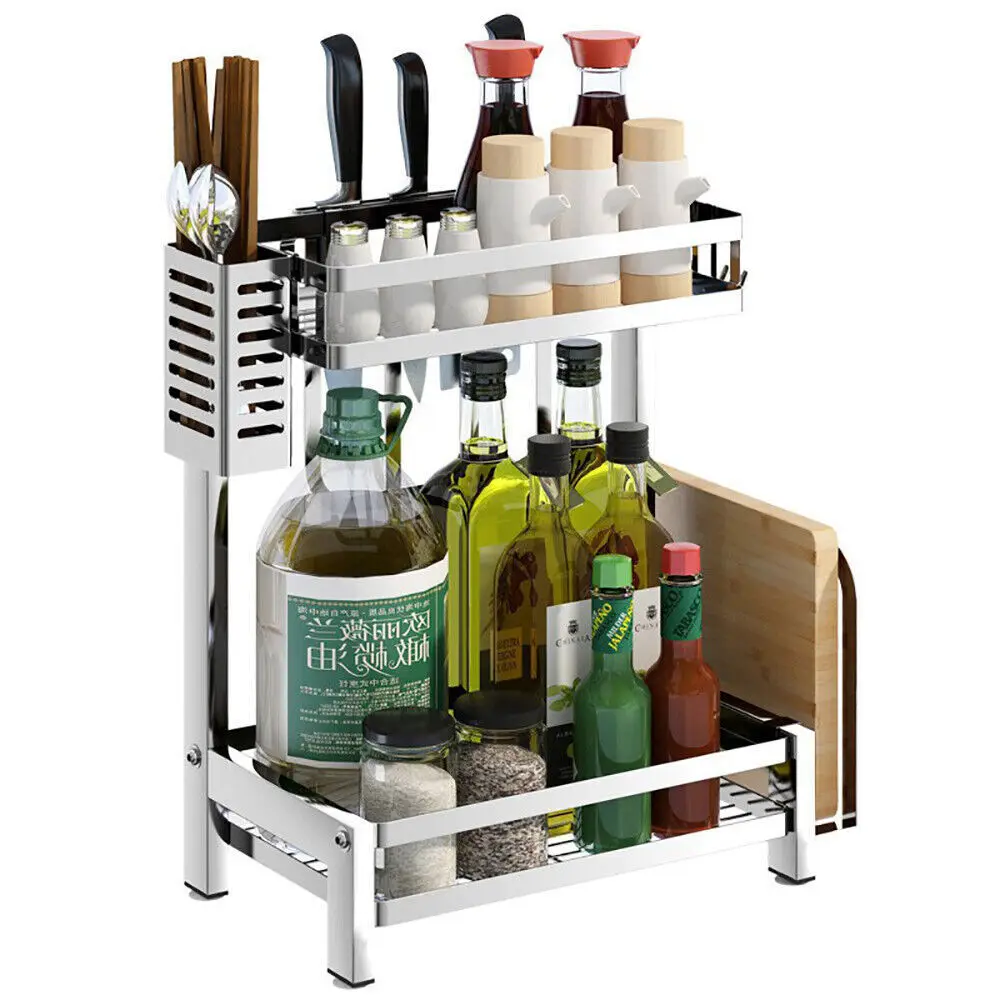 2 Tier Stainless Steel Kitchen Counter Shelf Spice Rack Coffee Bar Organizer
2 Tier Stainless Steel Kitchen Counter Shelf Spice Rack Coffee Bar Organizer