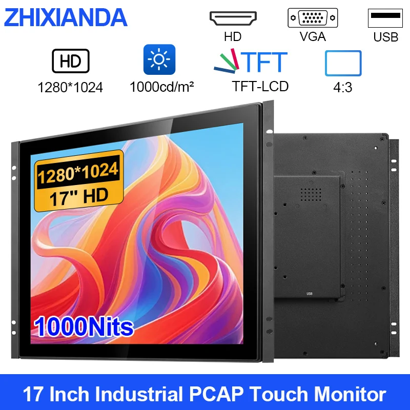 Sunlight Readable 17 Inch 1000Nits Industrial Capacitive Touch Screen Monitor LCD Display VESA Mount 1280*1024 With HDMI/VGA/USB
Sunlight Readable 17 Inch 1000Nits Industrial Capacitive Touch Screen Monitor LCD Display VESA Mount 1280*1024 With HDMI/VGA/USB