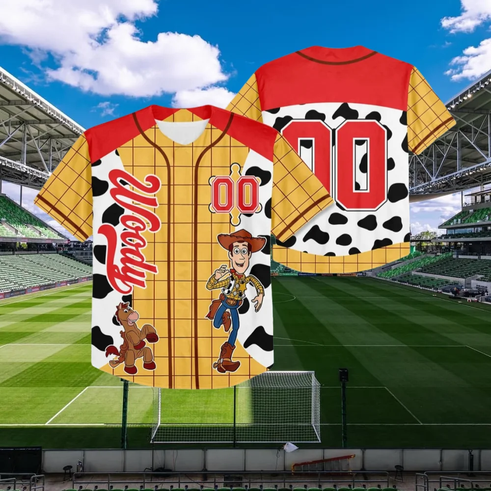 2025 Детская анимационная история игрушек Вуди с принтом, желтая бейсбольная рубашка из джерси, детская молодежная спортивная футболка для родителей и детей для взрослых
2025 Детская анимационная история игрушек Вуди с принтом, желтая бейсбольная рубашка из джерси, детская молодежная спортивная футболка для родителей и детей для взрослых