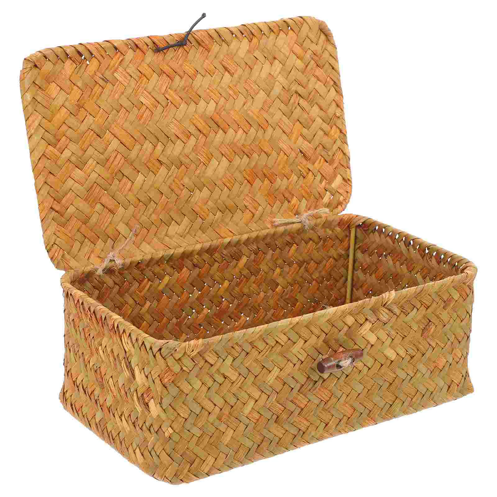 Straw Basket with Lid Rattan Woven Basket Desktop Clothes Sundries Storage Box for Bedroom Home Decor (S)
Straw Basket with Lid Rattan Woven Basket Desktop Clothes Sundries Storage Box for Bedroom Home Decor (S)