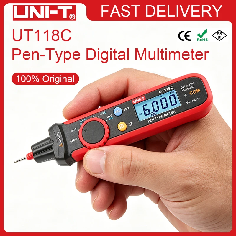 UNI-T UT118C Digital Multimeter Pen Type Electric Tester AC DC Voltmeter Voltage Ohm Meter Capacitor Hz LIVE NCV Multitester
UNI-T UT118C Digital Multimeter Pen Type Electric Tester AC DC Voltmeter Voltage Ohm Meter Capacitor Hz LIVE NCV Multitester