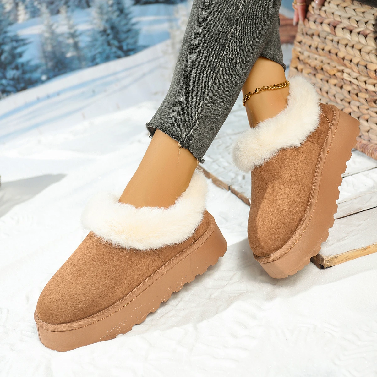 Women's Solid Color Thick Plush Snow Boots Comfortable Warm Flat Ankle Boots Woman Winter Casual Slip On Cotton Shoes Plus Size
Women's Solid Color Thick Plush Snow Boots Comfortable Warm Flat Ankle Boots Woman Winter Casual Slip On Cotton Shoes Plus Size