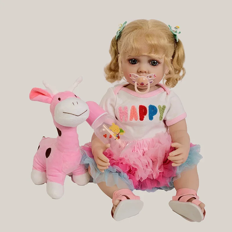 55CM Silicone Reborn Baby Doll with Golden Hair Toddler Princess Girl Lifelike Baby Doll 3D Skin with Visible Veins Bonecas Bebe
55CM Silicone Reborn Baby Doll with Golden Hair Toddler Princess Girl Lifelike Baby Doll 3D Skin with Visible Veins Bonecas Bebe