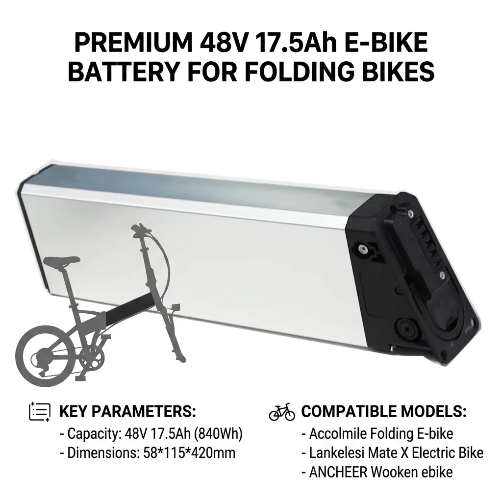 Accolmile Folding E-bike Batteries Mate X Electric Bike Battery Pack 48V 17.5Ah ANCHEER Wooken Lankelesi Foldable Ebike
Accolmile Folding E-bike Batteries Mate X Electric Bike Battery Pack 48V 17.5Ah ANCHEER Wooken Lankelesi Foldable Ebike