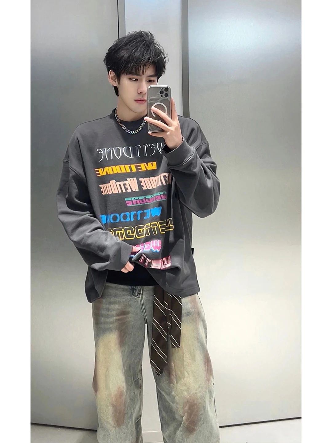 Grey Long Sleeve Letter Print T-Shirt Men's Lazy Boy round Neck Sweatshirt American High Street Inner Wear Top Cleanfit Style
Grey Long Sleeve Letter Print T-Shirt Men's Lazy Boy round Neck Sweatshirt American High Street Inner Wear Top Cleanfit Style