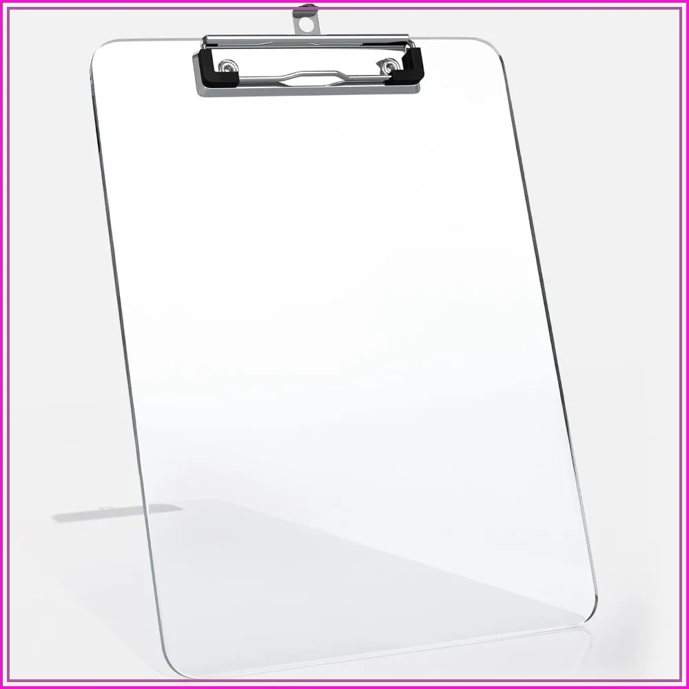 Clear Acrylic Clipboard 12.5x9 Inch, Durable Plastic with Low Profile Metal Clip, Holds 100 Sheets for Office Classroom
Clear Acrylic Clipboard 12.5x9 Inch, Durable Plastic with Low Profile Metal Clip, Holds 100 Sheets for Office Classroom