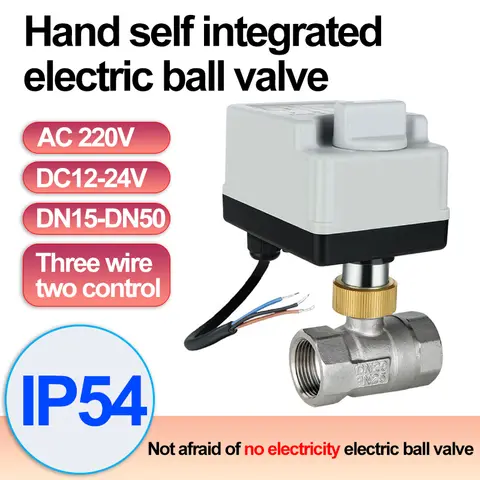 DC12-24V/AC220V with Manual Control and Automatic Control Stainless Steel Electric Ball Valve 3 Wire 2 Control 2Ways  DN15~DN50