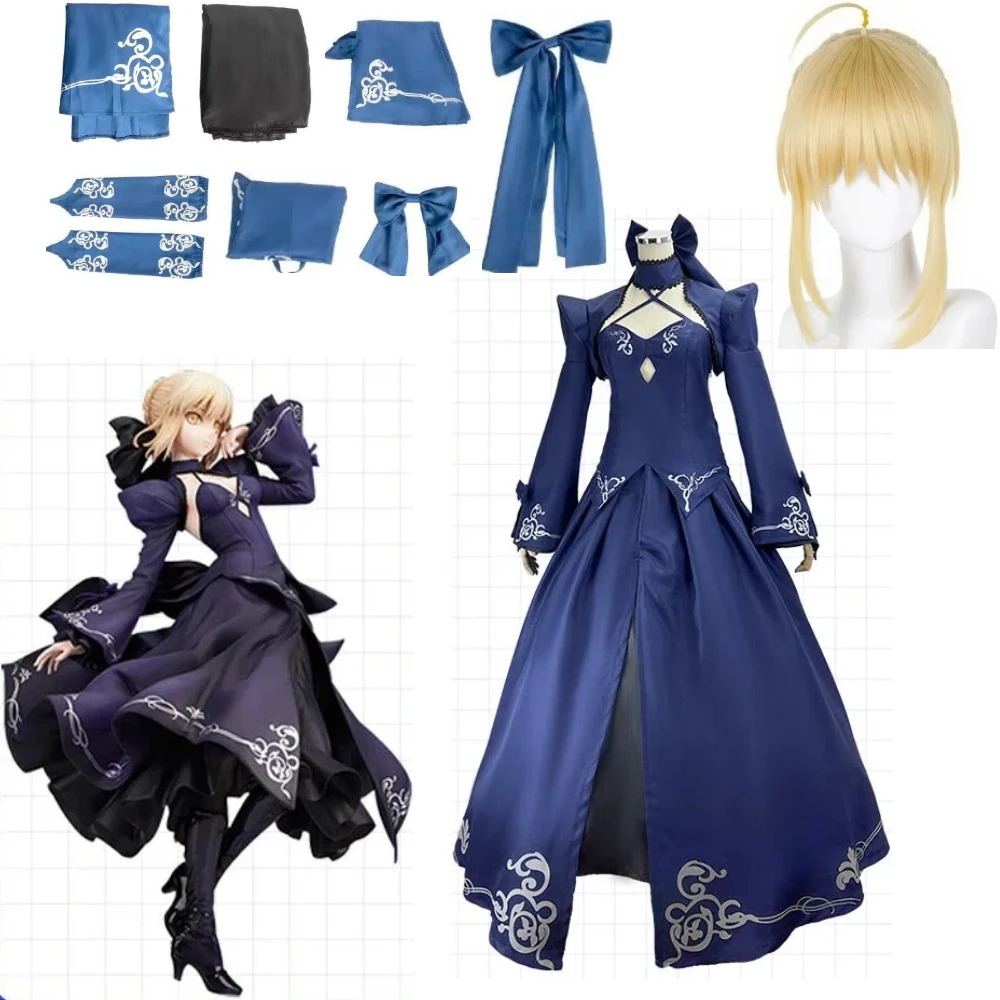 Anime Fate Night Cosplay Set Wig Sleeves Bow Black Saber Dress Knight Costumes Artoria Halloween Full Role Play Outfits
Anime Fate Night Cosplay Set Wig Sleeves Bow Black Saber Dress Knight Costumes Artoria Halloween Full Role Play Outfits