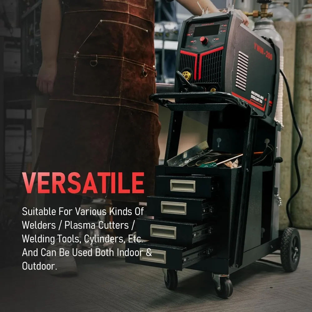 Сварочная тележка с 4 ящиками для сварщика MIG Сварочный аппарат TIG и плазменный резак, сверхмощное большое хранилище на 360 градусов ° Прокатная сварочная тележка
Сварочная тележка с 4 ящиками для сварщика MIG Сварочный аппарат TIG и плазменный резак, сверхмощное большое хранилище на 360 градусов ° Прокатная сварочная тележка