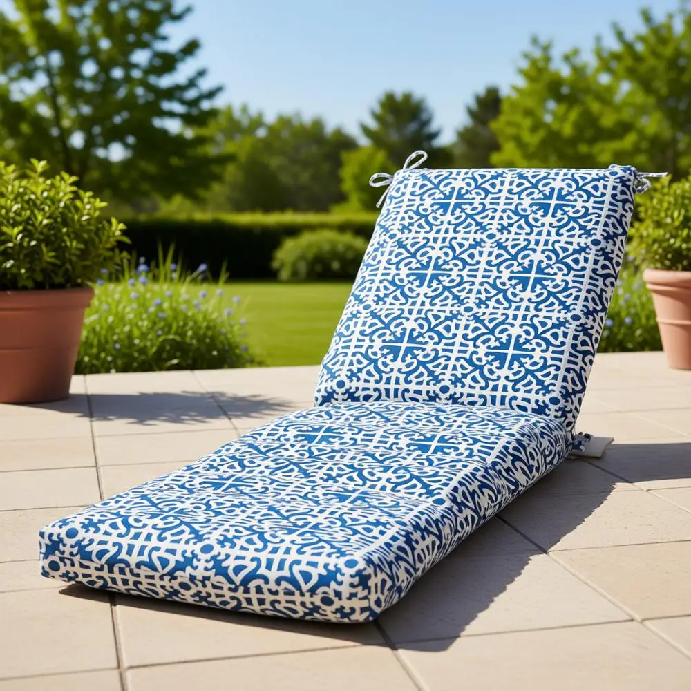 Reversible Outdoor Chaise Lounge Cushion in Azure Blue
Reversible Outdoor Chaise Lounge Cushion in Azure Blue