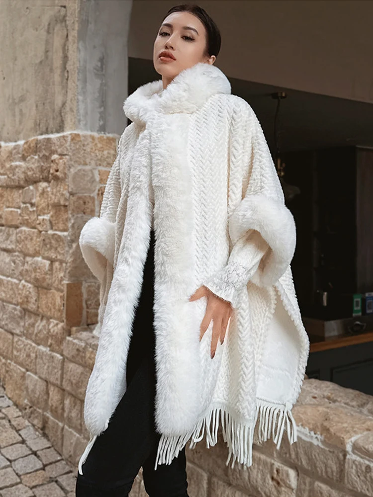 Elegant Wavy Plush Faux Fur Cape Coat Hood Party Fairy Style Poncho Wraps Women Winter Thicken Fleece Outerwear Long Cloak
Elegant Wavy Plush Faux Fur Cape Coat Hood Party Fairy Style Poncho Wraps Women Winter Thicken Fleece Outerwear Long Cloak