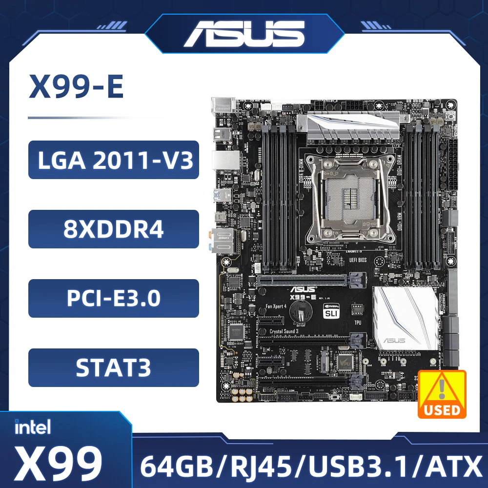ASUS X99-E Motherboard Intel X99 LGA 2011-V3 support Core i7-6800K Xeon E5-1603 E5-1680-v4 E5-2630L-v4 E5-2698-v4 cpu M.2 ATX
ASUS X99-E Motherboard Intel X99 LGA 2011-V3 support Core i7-6800K Xeon E5-1603 E5-1680-v4 E5-2630L-v4 E5-2698-v4 cpu M.2 ATX