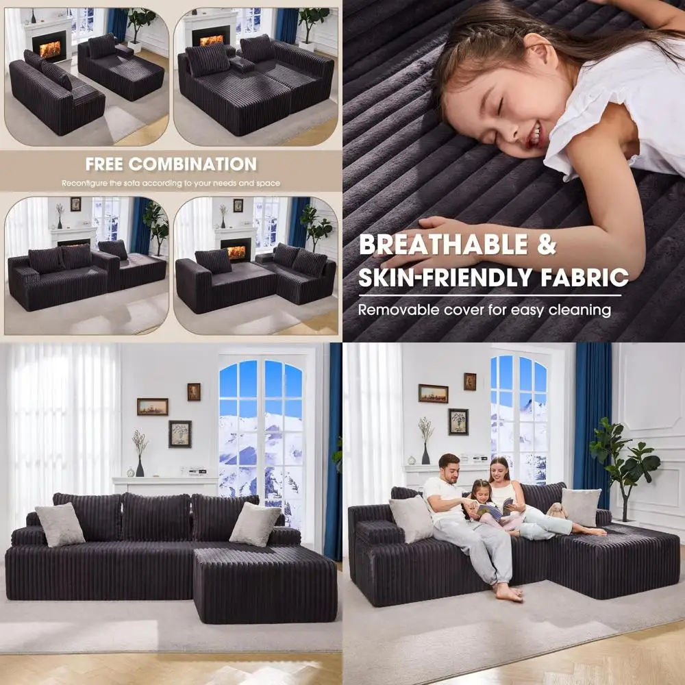 Memory Foam L-Shape Sectional Sofa with Oversized Chaise for Living Room, 3 Seat, Cloud Comfort, Grey, 96, Right Facing
Memory Foam L-Shape Sectional Sofa with Oversized Chaise for Living Room, 3 Seat, Cloud Comfort, Grey, 96, Right Facing