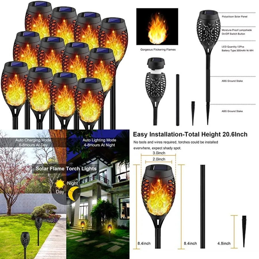 Flickering Flame Solar Torch Lights for Garden Decor, Waterproof Solar Lights Outdoor Decorative, Garden Outdoor Decorations fo
Flickering Flame Solar Torch Lights for Garden Decor, Waterproof Solar Lights Outdoor Decorative, Garden Outdoor Decorations fo
