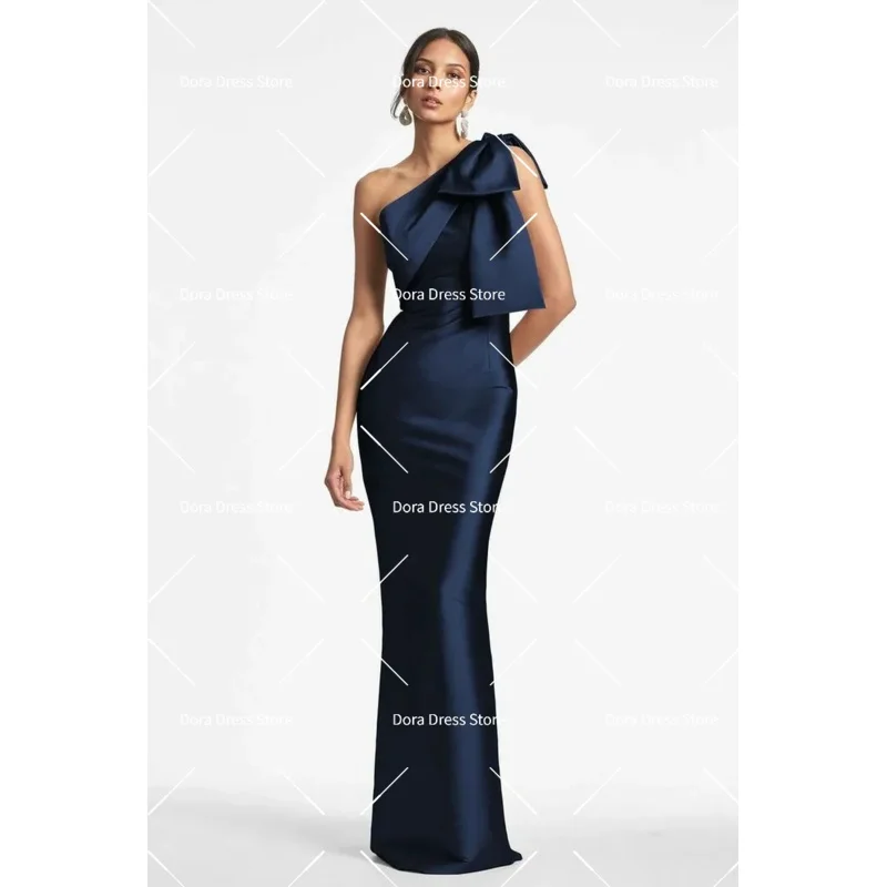 Elegant Long Dark Navy Prom Dresses With Bow Mermaid Satin Zipper Back Pleated Floor Length Evening Dresses for Women
Elegant Long Dark Navy Prom Dresses With Bow Mermaid Satin Zipper Back Pleated Floor Length Evening Dresses for Women