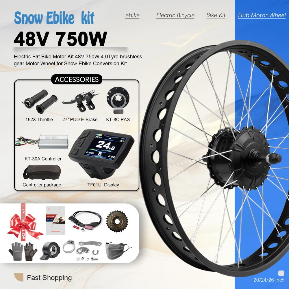 Fat Tire Hub Motor Wheel 48V 750W 4.0" 26/24/20in Rear Rotate Conversion Kit Electric Bike Engine For Snow E bike Conversion Kit
Fat Tire Hub Motor Wheel 48V 750W 4.0" 26/24/20in Rear Rotate Conversion Kit Electric Bike Engine For Snow E bike Conversion Kit