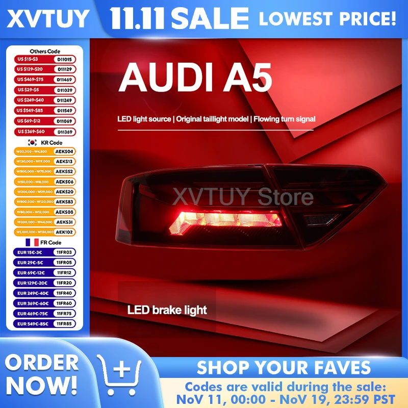 1 пара задних фонарей для Audi A5, задние фонари в сборе, 2008-2016, светодиодные задние фонари, плавный поворотный сигнал, автомобильные аксессуары, детали авто ламп
1 пара задних фонарей для Audi A5, задние фонари в сборе, 2008-2016, светодиодные задние фонари, плавный поворотный сигнал, автомобильные аксессуары, детали авто ламп