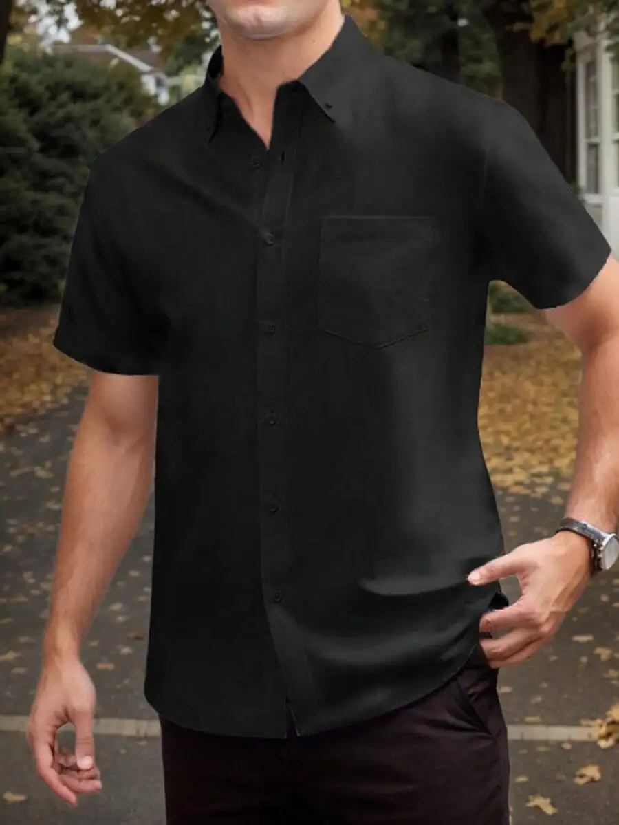 Mens Solid Color Fitted Business Style Turn-Down Collar Chest Pocket Short Sleeve Shirt
Mens Solid Color Fitted Business Style Turn-Down Collar Chest Pocket Short Sleeve Shirt