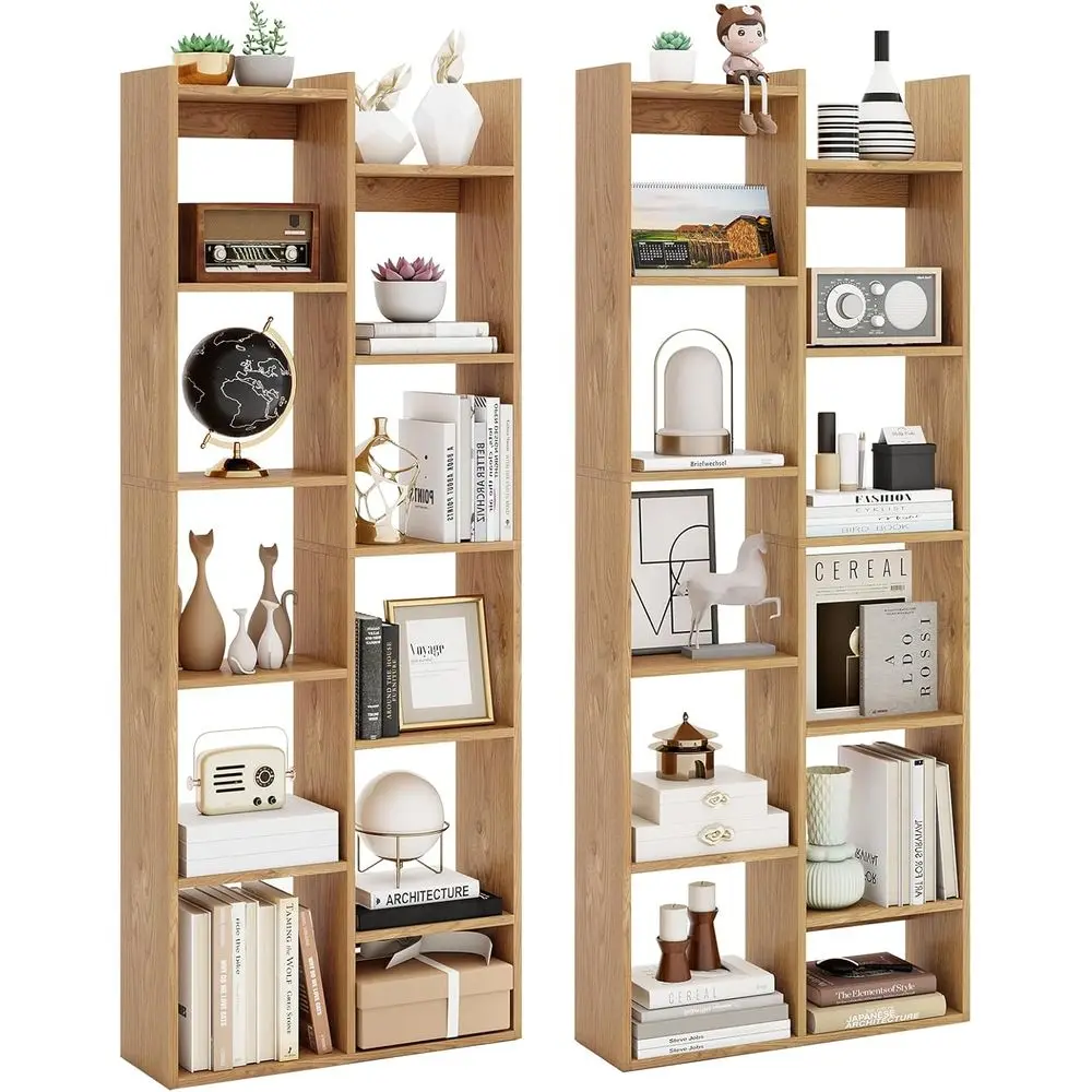 Set of 2 Natural Wood Bookcases with 12 Staggered Shelves, Anti-Tipping Kits, Ideal for Living Room or Office Storage
Set of 2 Natural Wood Bookcases with 12 Staggered Shelves, Anti-Tipping Kits, Ideal for Living Room or Office Storage
