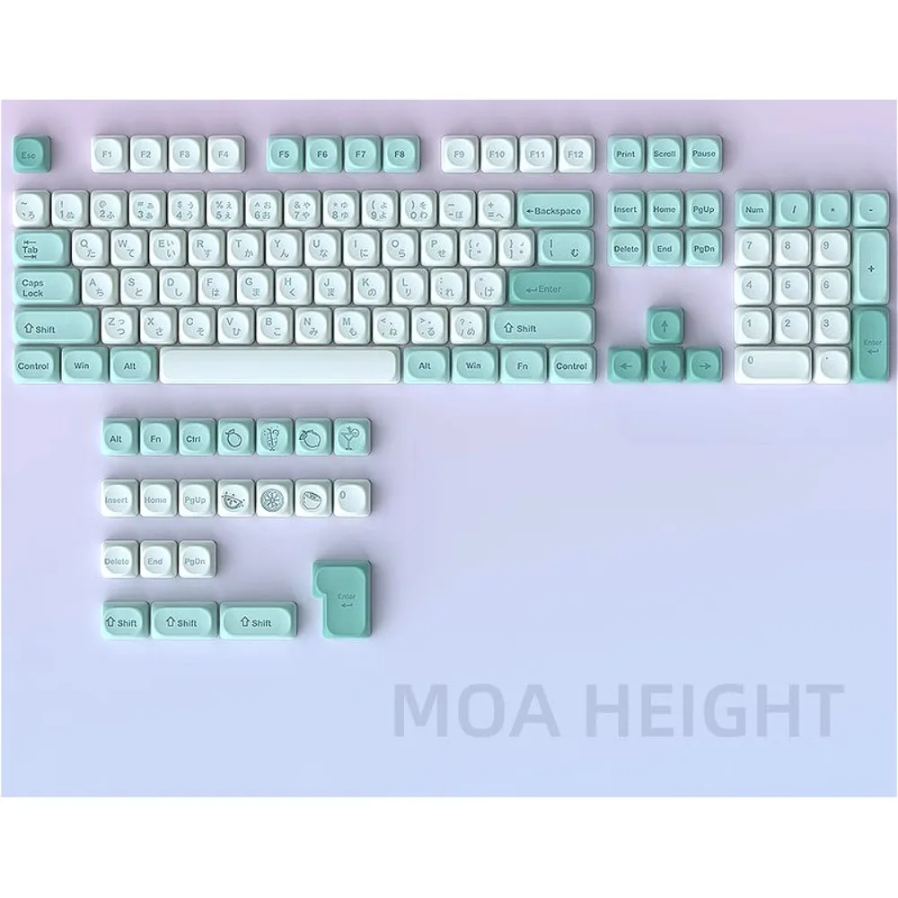 Heijishe Mint Soda Keycaps - MOA Profile 125-Key Compact Base Kit, PBT Plastic Tri-Color Sublimated Keycap Set
Heijishe Mint Soda Keycaps - MOA Profile 125-Key Compact Base Kit, PBT Plastic Tri-Color Sublimated Keycap Set