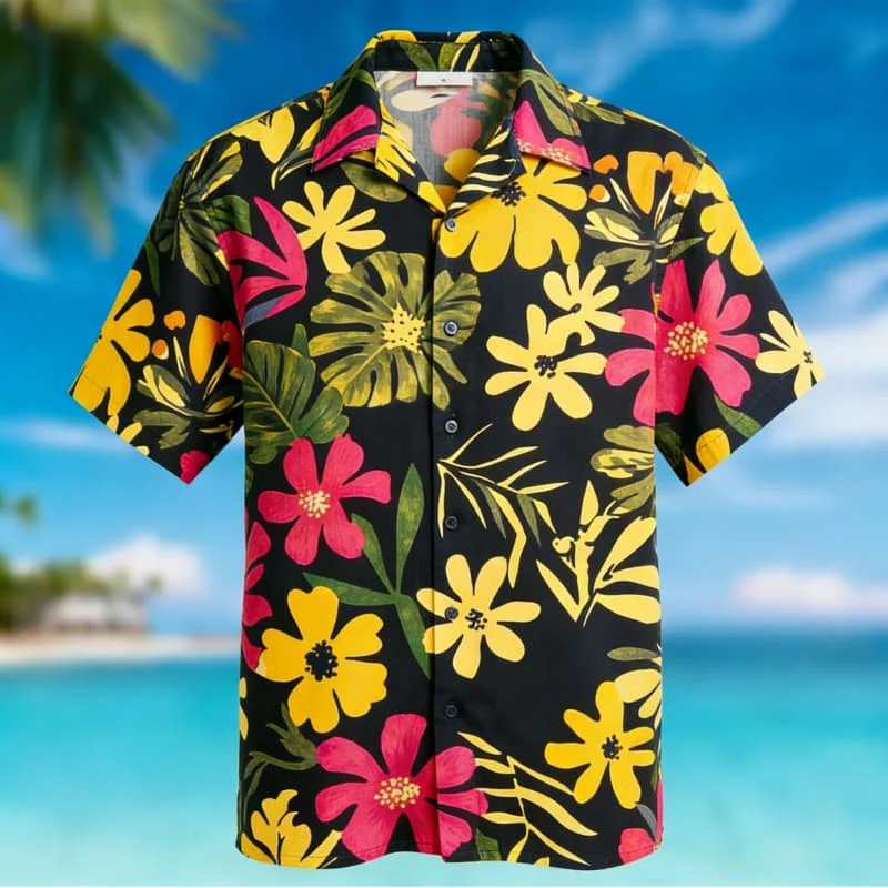 Hawaiian Style Tropical Floral Print Shirt, Exotic Casual Wear for Summer Vacation, Beach Outings, Daily Commute
Hawaiian Style Tropical Floral Print Shirt, Exotic Casual Wear for Summer Vacation, Beach Outings, Daily Commute