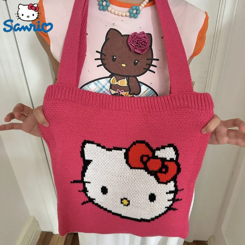 Kawaii Sanrio Hello Kitty Y2k Bag Knitting Tote Bag Women Crochet Woolen Open Shopper Top Handbag Gift Female Daily Shoulder Bag
Kawaii Sanrio Hello Kitty Y2k Bag Knitting Tote Bag Women Crochet Woolen Open Shopper Top Handbag Gift Female Daily Shoulder Bag