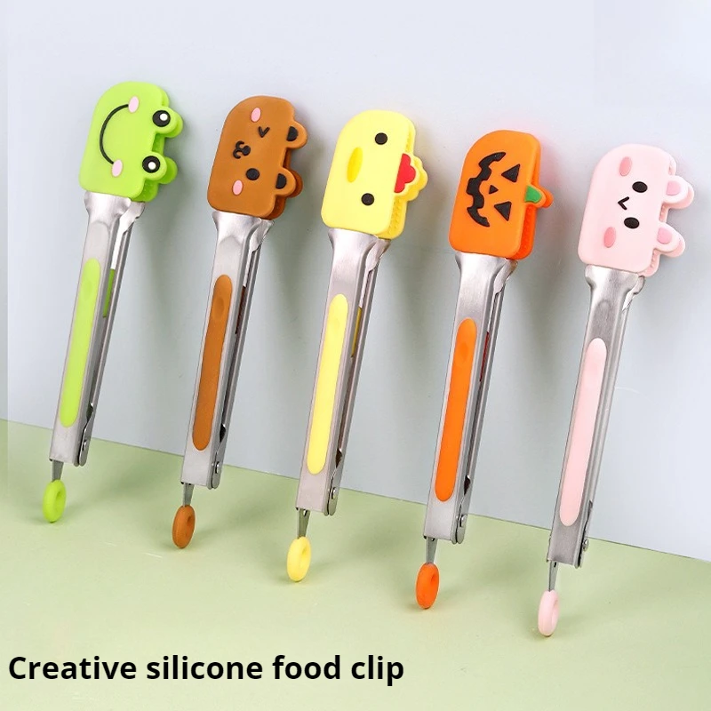 Cartoon Silicone Food Clip Stainless Steel Anti Slip Strap Lock Multifunctional Cooking Clip Household Kitchen Anti Scald Tool
Cartoon Silicone Food Clip Stainless Steel Anti Slip Strap Lock Multifunctional Cooking Clip Household Kitchen Anti Scald Tool