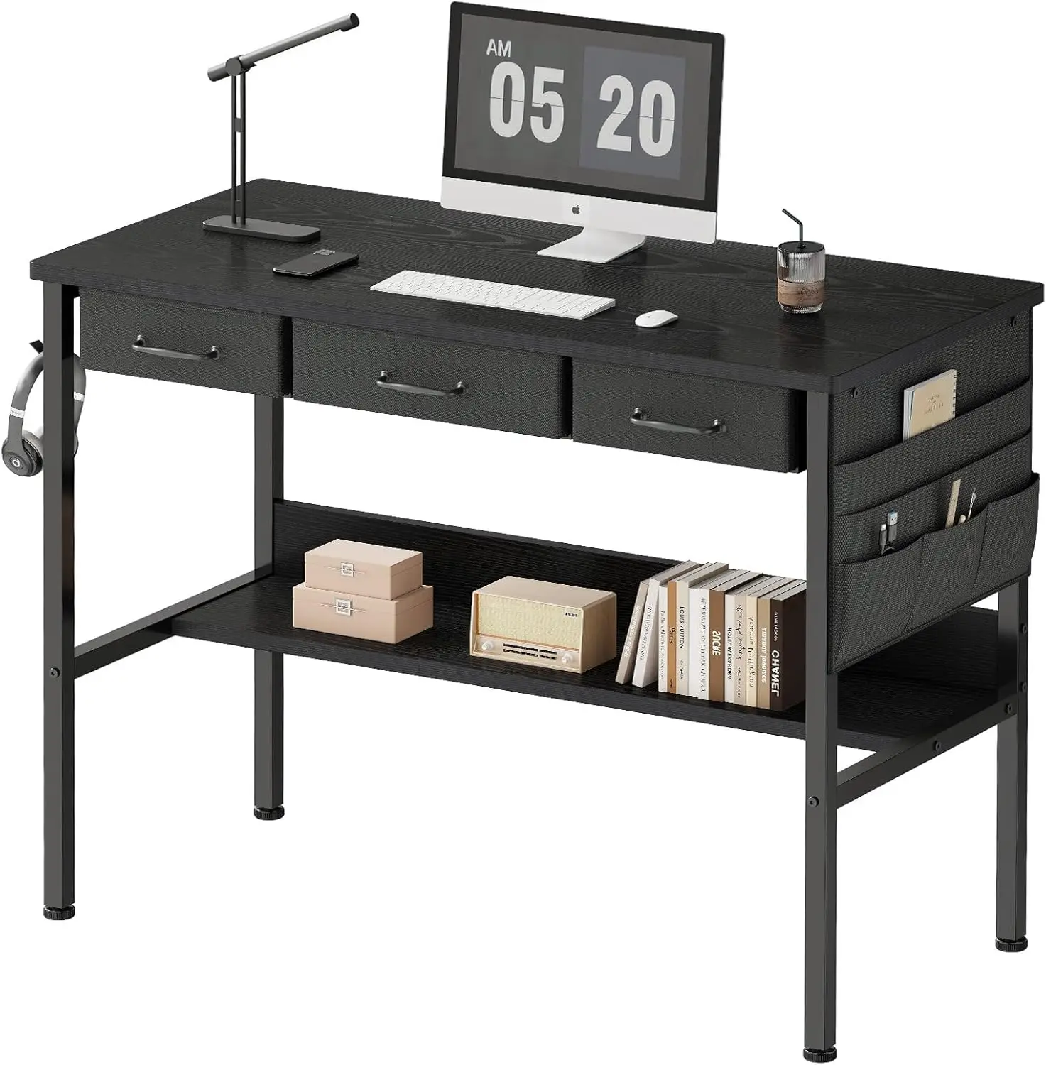 Small Desk With Drawers For Bedroom, Small Vanity Desk Without Mirror, 39.5Inch, Writing Desk With Bookshelf, Computer Desk
Small Desk With Drawers For Bedroom, Small Vanity Desk Without Mirror, 39.5Inch, Writing Desk With Bookshelf, Computer Desk