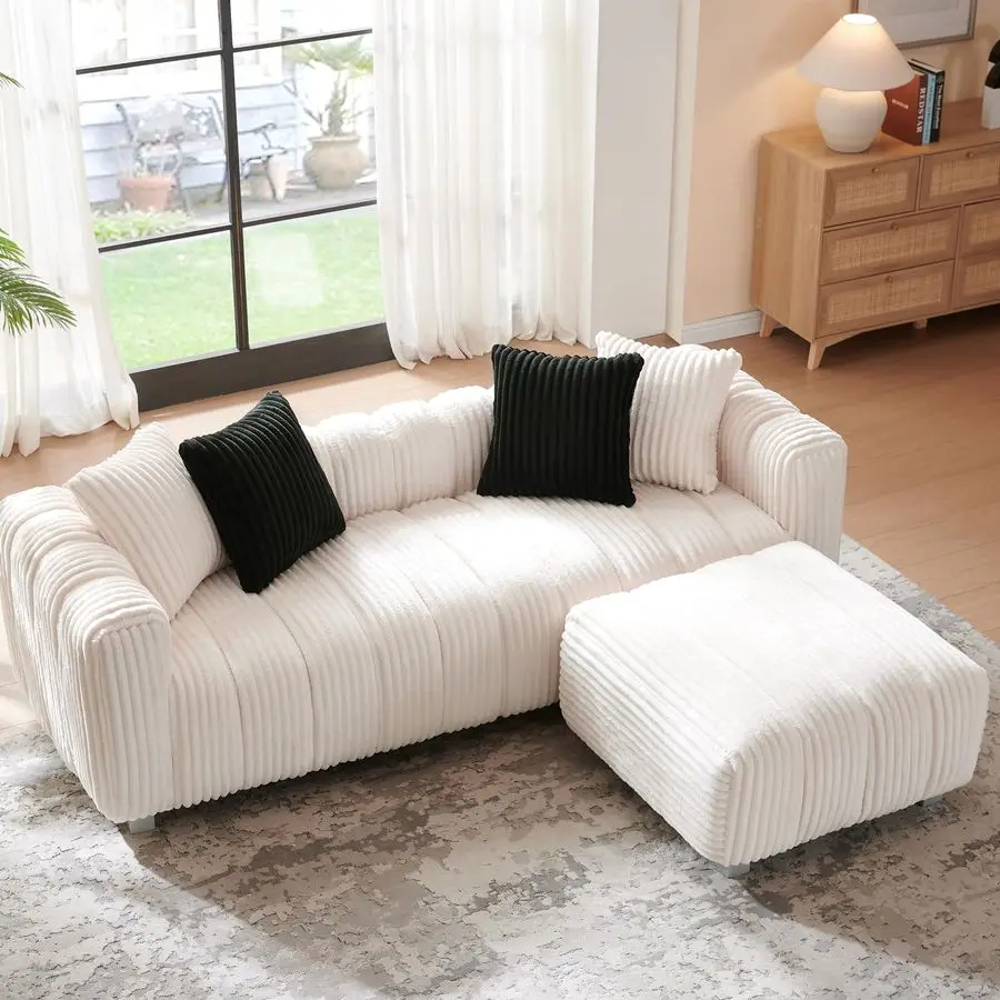 Cloud Sofa, 80.12 3 Seater Deep Seat Couch Corduroy Fabric with 4 Pillows, Tufted Upholstered Sofa Oversized Modula Customizable
Cloud Sofa, 80.12 3 Seater Deep Seat Couch Corduroy Fabric with 4 Pillows, Tufted Upholstered Sofa Oversized Modula Customizable