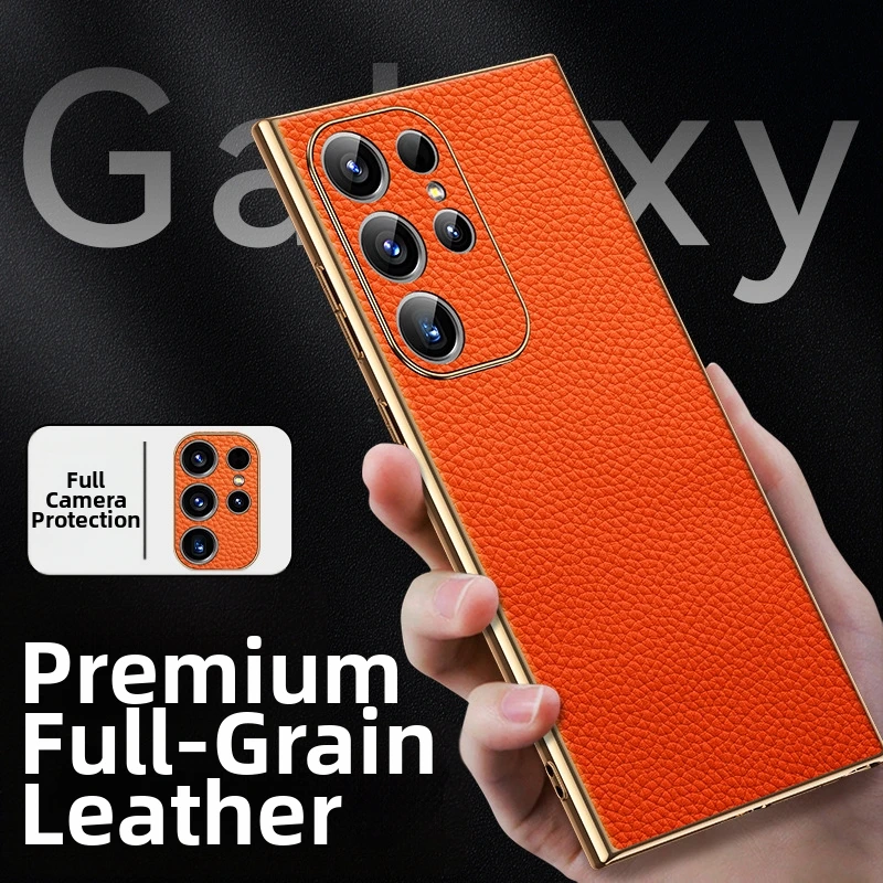 Genuine Leather Lychee Grain Phone Case for Samsung Galaxy S26 S22 S23 S25 Ultra S24 Plus S26+ Electroplated Soft Cover S0035
Genuine Leather Lychee Grain Phone Case for Samsung Galaxy S26 S22 S23 S25 Ultra S24 Plus S26+ Electroplated Soft Cover S0035