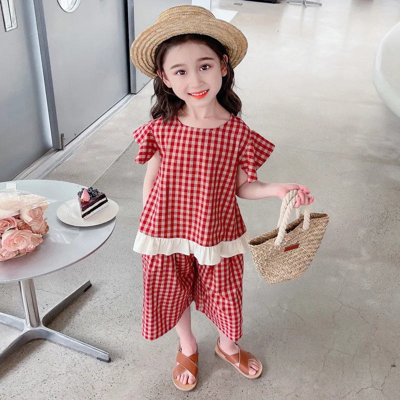 Summer Baby Girls Clothing Sets Children Fly Sleeve Tops Pants 2 Pcs Plaid Kids Casual Clothes Outfits Lace Princess Costumes
Summer Baby Girls Clothing Sets Children Fly Sleeve Tops Pants 2 Pcs Plaid Kids Casual Clothes Outfits Lace Princess Costumes