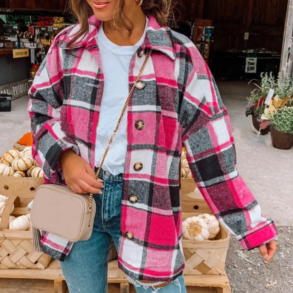 Women Plaid Shirt Coat Plaid Print Lapel Coat for Women Streetwear Blouse Jacket with Long Sleeve Single Breasted Design Plaid
Women Plaid Shirt Coat Plaid Print Lapel Coat for Women Streetwear Blouse Jacket with Long Sleeve Single Breasted Design Plaid
