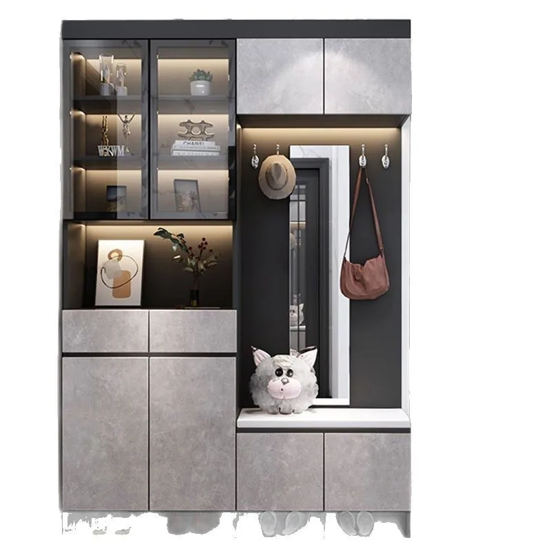 Entrance shoe cabinet integrated, wall storage cabinet, light luxury Italian style
Entrance shoe cabinet integrated, wall storage cabinet, light luxury Italian style