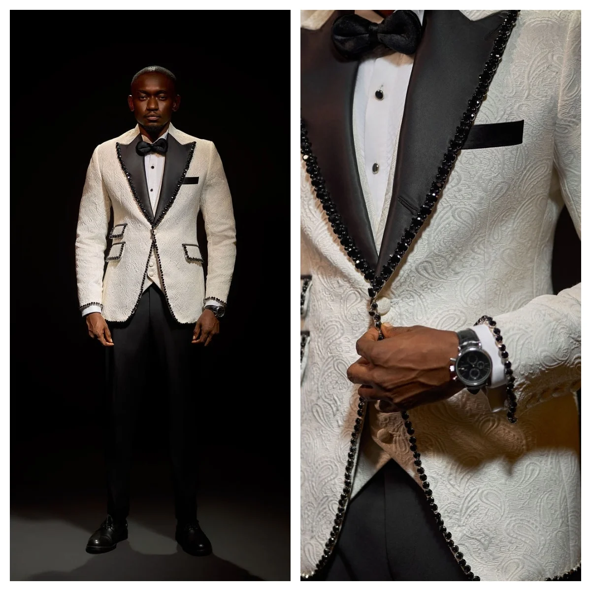 Glitter Bespoke Wedding Suits for Man 2 Pieces Blazer Pants Peaked One Button Beaded Jacquard Business Office Wear Customized
Glitter Bespoke Wedding Suits for Man 2 Pieces Blazer Pants Peaked One Button Beaded Jacquard Business Office Wear Customized