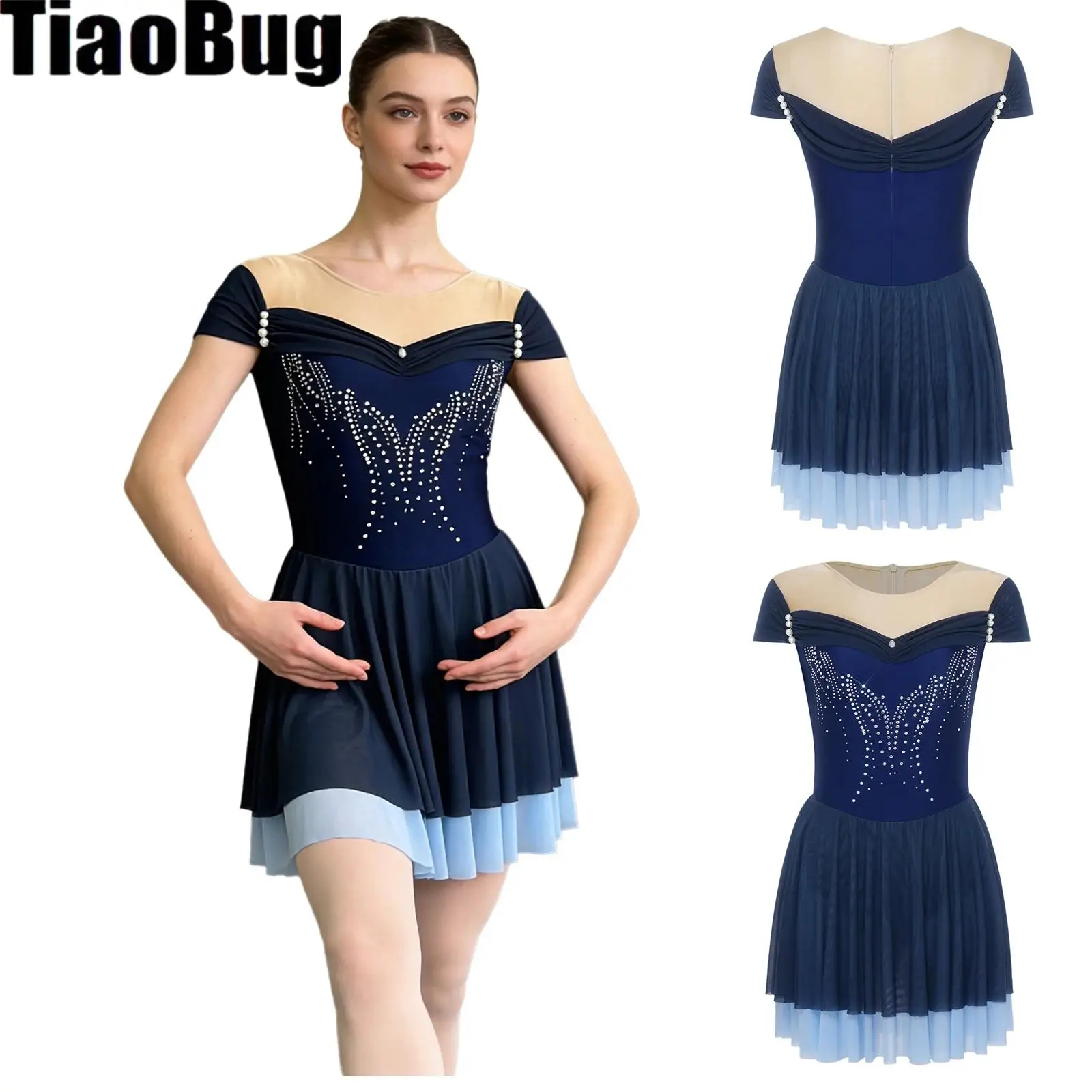 Womens Figure Skating Dress Rhinestones Cap Sleeve Tiered Mesh Hem Built-in Briefs Bodysuit Dress for Gymnastics Ballet
Womens Figure Skating Dress Rhinestones Cap Sleeve Tiered Mesh Hem Built-in Briefs Bodysuit Dress for Gymnastics Ballet