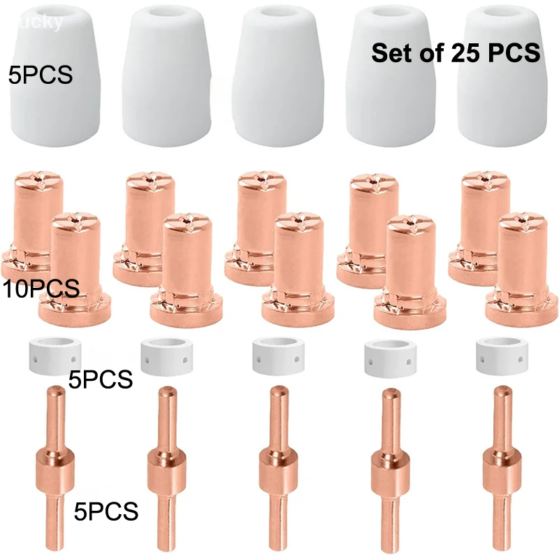 25pcs Consumables Extended Long Tip Electrodes And Nozzles For PT-31LG-40 Air Plasma Cutter
25pcs Consumables Extended Long Tip Electrodes And Nozzles For PT-31LG-40 Air Plasma Cutter