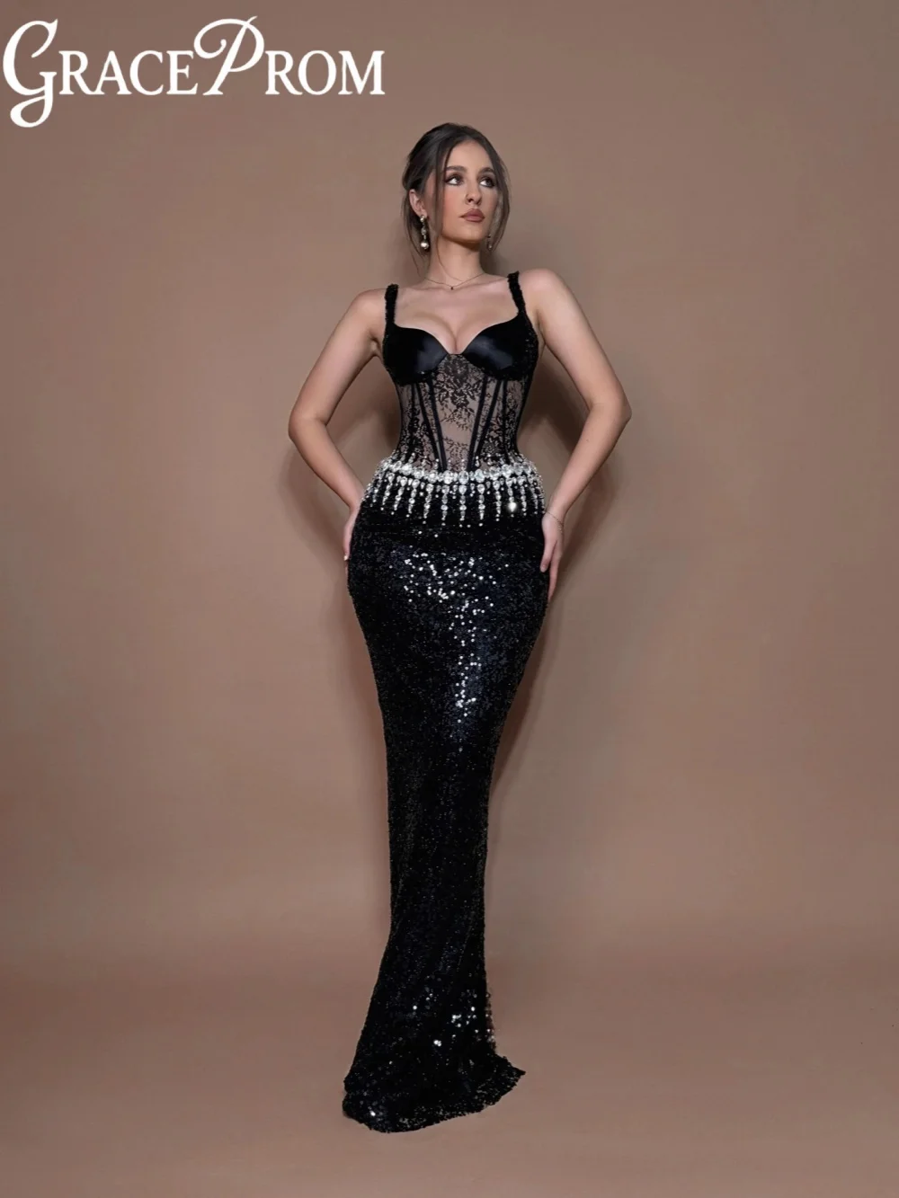 Hand-made Crystal Sheath Long Evening Dress Black Elegant Thin Straps Formal Party Gown Customized Stunning Red Carpet Gown
Hand-made Crystal Sheath Long Evening Dress Black Elegant Thin Straps Formal Party Gown Customized Stunning Red Carpet Gown