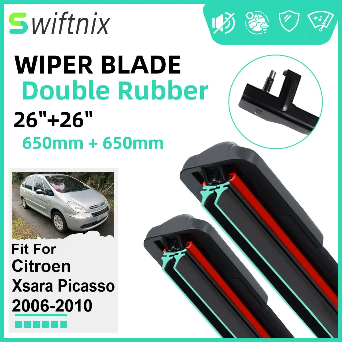 Двойные резиновые автомобильные щетки стеклоочистителя для Citroen Xsara Picasso 2006-2010, переднее ветровое стекло, резиновые автомобильные аксессуары 2009 2010
Двойные резиновые автомобильные щетки стеклоочистителя для Citroen Xsara Picasso 2006-2010, переднее ветровое стекло, резиновые автомобильные аксессуары 2009 2010
